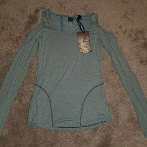 Long sleeve open shoulder top